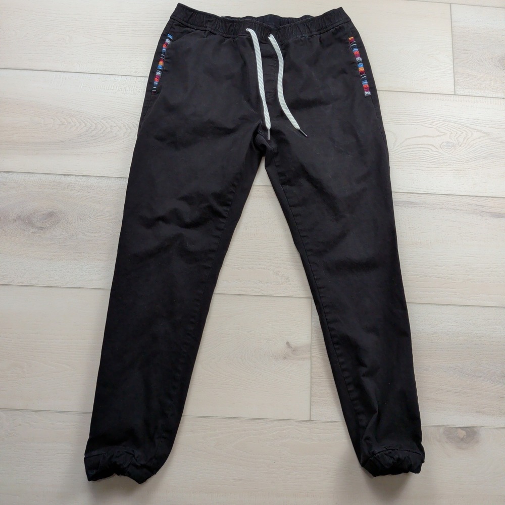 Wowie Rambler Jogger Pants Black Mens Medium Woven Trim Elastic Waist Stretch